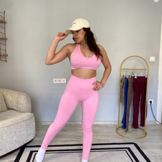 Pembe Kalçası ekstra büzgülü push up etkili seamless tayt
