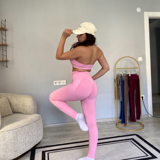 Pembe Kalçası ekstra büzgülü push up etkili seamless tayt