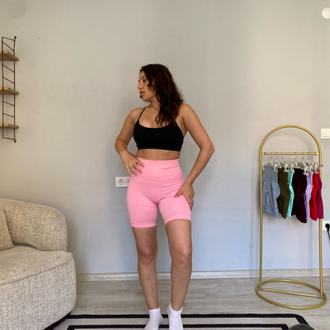 Pembe ekstra push up seamless şort
