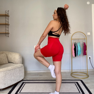 Kırmızı ekstra push up seamless şort