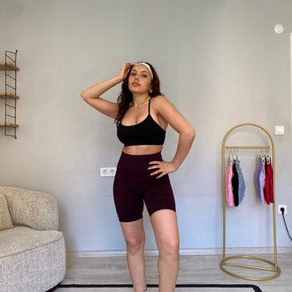 Bordo ekstra push up seamless şort