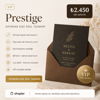 Prestige Dijital Davetiye Paketi (Kişiye Özel Tasarım)