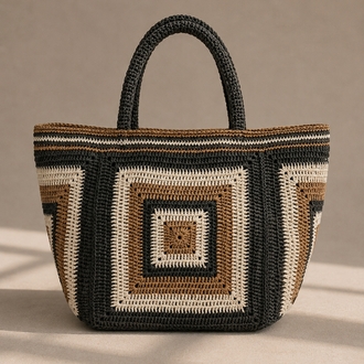 El Örgüsü Granny Square Omuz Çantası - Astarlı ve Saplı Bohem Plaj Ve Günlük Çanta