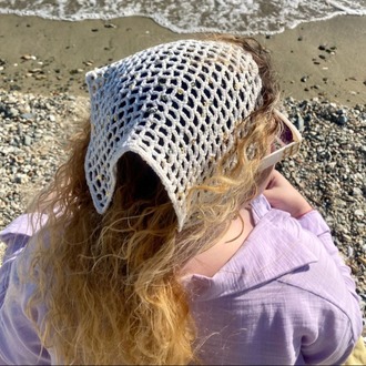 Veil / El Yapımı Pul Detaylı Bandana -Sarı pullu Krem