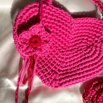 Amour / El Yapımı Kalp Formlu Tasarım Çanta - Pembe Kırmızı