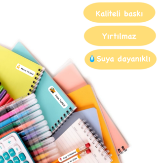 72 Adet Dinozor Temalı Kişiye Özel Okul Etiketi İsim Yazılabilen Etiket Kalem Defter Etiket