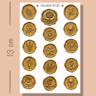 4'lü Mum Mühür Görünümlü Gold Desen Sticker Seti Bullet Journal Scrapbook Paketleme Davetiye