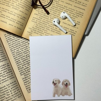 Köpek temalı notepad /Çek kopar not defteri, A6 boyutu, 40 sf., Tutkalla birleştirilmiştir.