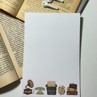 Vintage Temalı Notepad Çek Kopar Defter, Tutkallı Bloknot, A5, Çizgisiz Defter