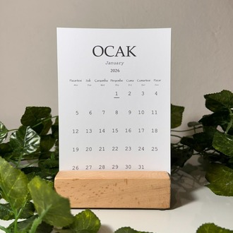 2026 sade masa takvimi, minimalist takvim modern takvim yılbaşı hediyesi