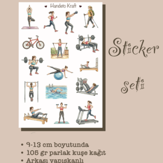 Spor Temalı Sticker Seti Çıkartma Scrapbook Bullet Journal Etiket Ajanda