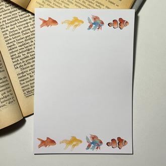 Balık temalı notepad /Çek kopar not defteri, A5 boyutu, 40 sf., Tutkalla birleştirilmiştir.