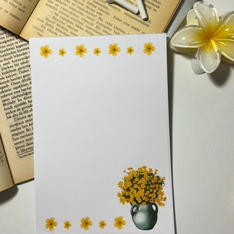 Sarı çiçek temalı notepad /Çek kopar not defteri