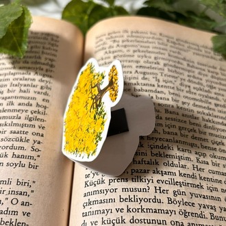 Mıknatıslı Sarı Ağaç kitap ayracı, Magnetli kitap ayracı, Manyetik kitap ayracı