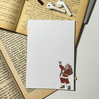 Noel baba temalı notepad /Çek kopar not defteri, A6 boyutu, 40 sf., Tutkalla birleştirilmiştir.