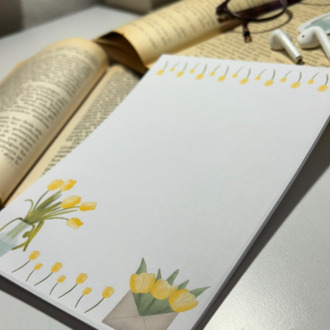 Sarı lale temalı notepad /Çek kopar not defteri