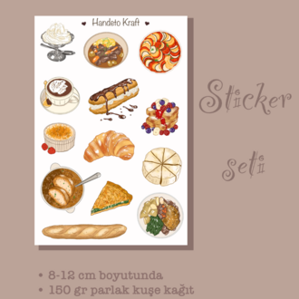 4'lü Dünya Yemekleri Sticker Seti, Planner Etiket, Çıkartma, Çoklu Sticker, Journal Sticker