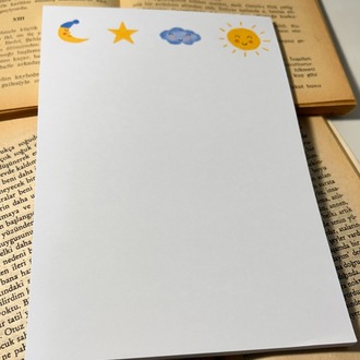 Güneş Bulut Notepad Çek Kopar Defter, Tutkallı Bloknot, A5, Çizgisiz Defter