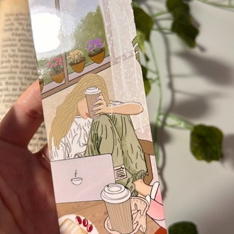 Kahve ve iş temalı kitap ayracı