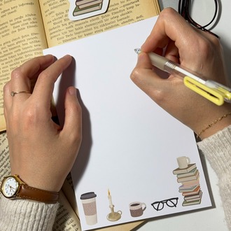 Kitap kahve temalı notepad