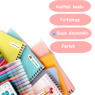 72 Adet Kelebek Temalı Kişiye Özel Okul Etiketi İsim Yazılabilen Etiket Kalem Defter Etiket
