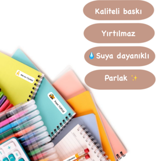 72 Adet İnşaat Temalı Kişiye Özel Okul Etiketi İsim Yazılabilen Etiket Kalem Defter Etiket