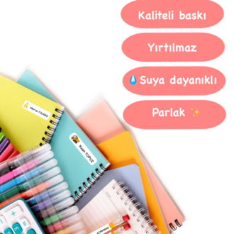 72 Adet Hayvan Temalı Kişiye Özel Okul Etiketi İsim Yazılabilen Etiket Kalem Defter Etiket