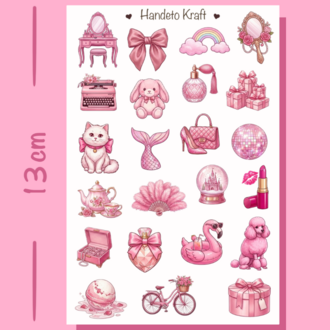 4'lü Pink Aesthetic Sticker Seti, Planner Etiket, Çıkartma, Çoklu Sticker, Journal Sticker