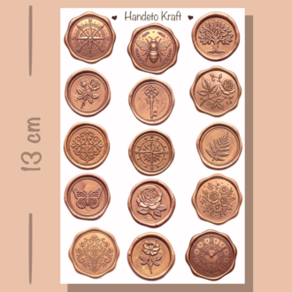 4'lü Mum Mühür Görünümlü Rose Gold Desen Sticker Seti Bullet Journal Scrapbook Paketleme
