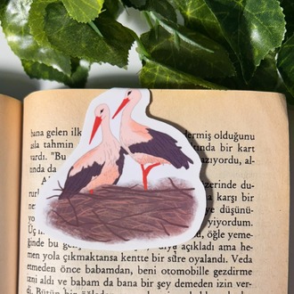 Leylek temalı mıknatıslı kitap ayracı