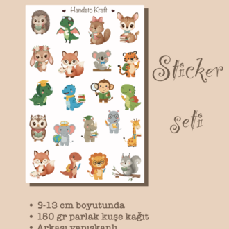 Tatlı Hayvanlar Temalı Sticker Seti Çıkartma Scrapbook Bullet Journal Etiket Ajanda