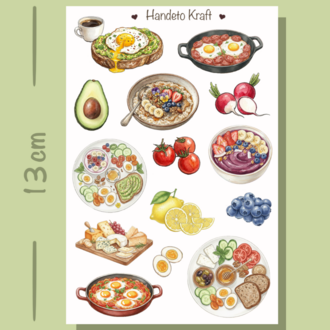 8'lü Sağlıklı Yemekler ve Diyet Sticker Seti, Planner Etiket, Çıkartma, Ajanda Sticker