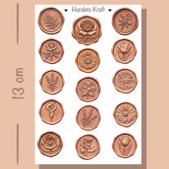 4'lü Mum Mühür Görünümlü Rose Gold Desen Sticker Seti Bullet Journal Scrapbook Paketleme