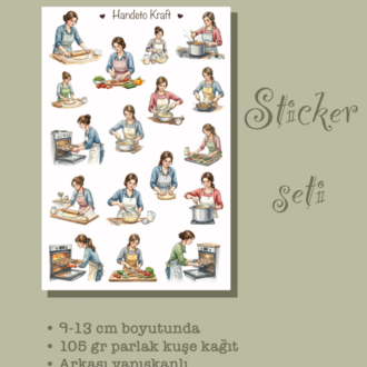 Mutfak ve Yemek Pişirme Temalı Sticker Seti Çıkartma Scrapbook Bullet Journal