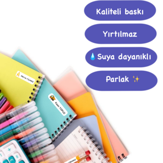 72 Adet Astronot Temalı Kişiye Özel Okul Etiketi İsim Yazılabilen Etiket Kalem Defter Etiket