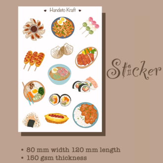 Asya Yemekleri Sticker, Planner Etiket, Çıkartma, Scrapbook, Journal Sticker