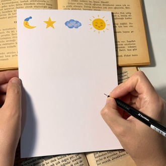Güneş Bulut Notepad Çek Kopar Defter, Tutkallı Bloknot, A5, Çizgisiz Defter