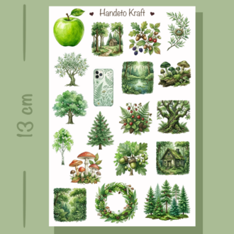 4'lü Green Aesthetic Sticker Seti, Planner Etiket, Çıkartma, Çoklu Sticker, Journal Sticker