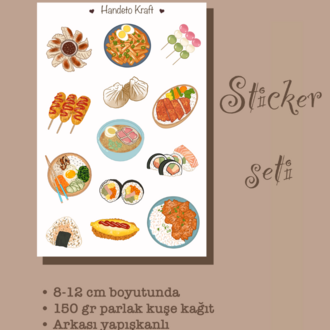 8li Dünya Yemekleri Sticker Seti, Planner Etiket, Çıkartma, Çoklu Sticker, Journal Sticker
