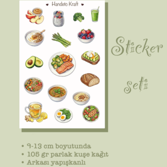 Sağlıklı Yemek Sticker Seti Çıkartma Scrapbook Bullet Journal Etiket Ajanda