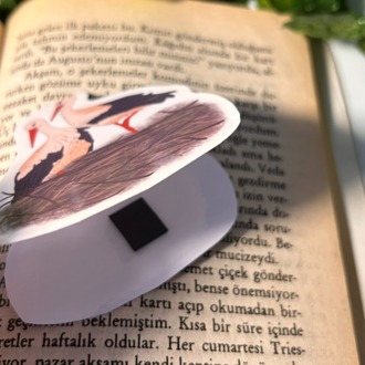 Leylek temalı mıknatıslı kitap ayracı