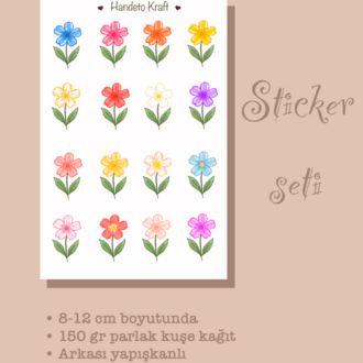 Çiçek Sticker, Planner Etiket, Çıkartma, Scrapbook, Journal Sticker, Stikır, Stiker