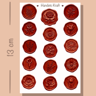 4'lü Mum Mühür Görünümlü Bordo Gold Desen Sticker Seti Bullet Journal Scrapbook Paketleme
