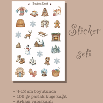 Örgü ve Kış Temalı Sticker Seti Çıkartma Scrapbook Bullet Journal