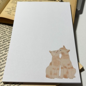 Kedi temalı notepad /Çek kopar not defteri, A6 boyutu, 40 sf., Tutkalla birleştirilmiştir.
