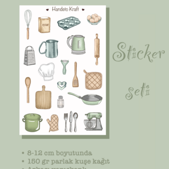 Mutfak Sticker Seti, Planner Etiket, Çıkartma, Scrapbook, Journal Sticker