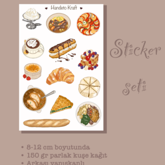 8li Dünya Yemekleri Sticker Seti, Planner Etiket, Çıkartma, Çoklu Sticker, Journal Sticker