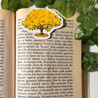 Mıknatıslı Sarı Ağaç kitap ayracı, Magnetli kitap ayracı, Manyetik kitap ayracı