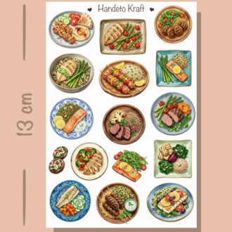 8'lü Sağlıklı Yemekler ve Diyet Sticker Seti, Planner Etiket, Çıkartma, Ajanda Sticker