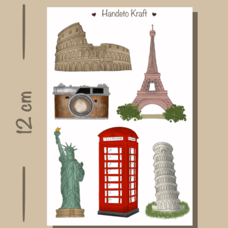 Yarı şeffaf 4lü Çoklu Valiz Sticker Seti, 8x12 cm